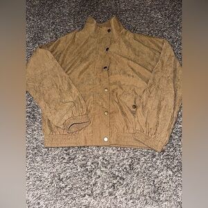 Women’s Pink Lily Button & Zip-Up Brown Suede Jacket
